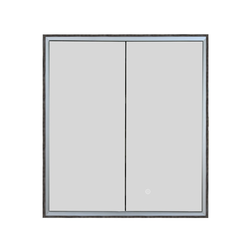 JTP Luca Brushed Black Recessed Double Mirror Bathroom Cabinet Cut Out